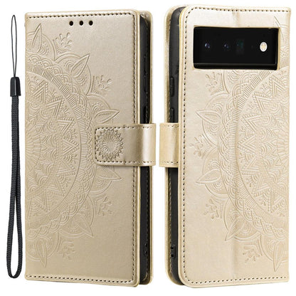Hülle für Google Pixel 6 Pro Handyhülle Tasche Flip Case Cover Etui Mandala Gold