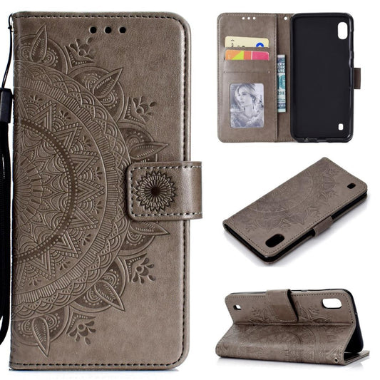 Hülle für Samsung Galaxy A10 Handyhülle Schutz Tasche Flip Case Etui Cover Mandala Grau