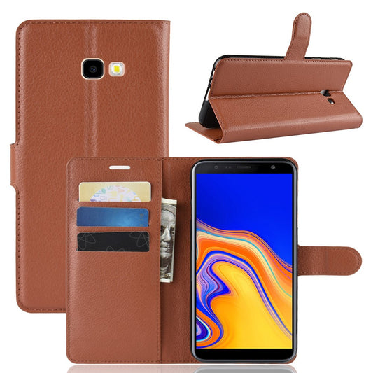 Hülle für Samsung Galaxy J4 Plus (+) Handyhülle Flip Case Tasche Cover Braun