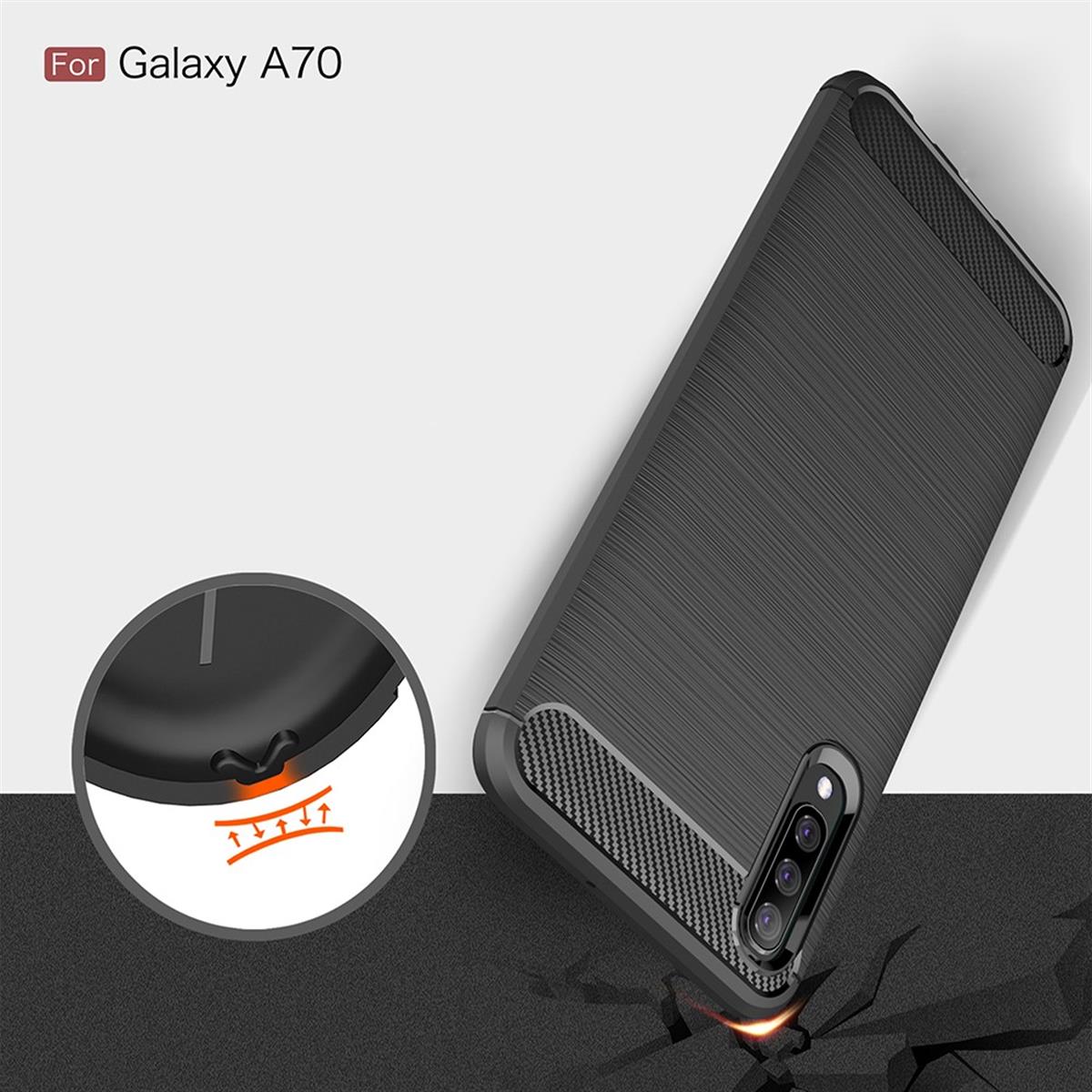 Hülle für Samsung Galaxy A70 Handyhülle Schutzhülle Silikon Case Carbon farben