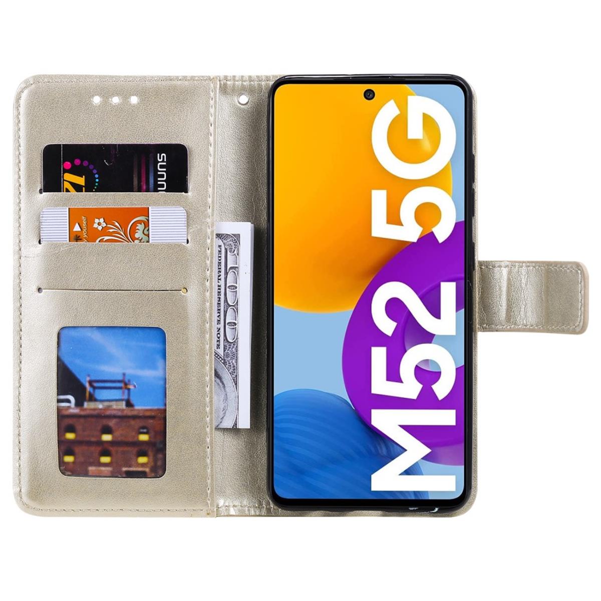 Hülle für Samsung Galaxy M52 5G Handyhülle Flip Case Cover Etui Mandala Gold
