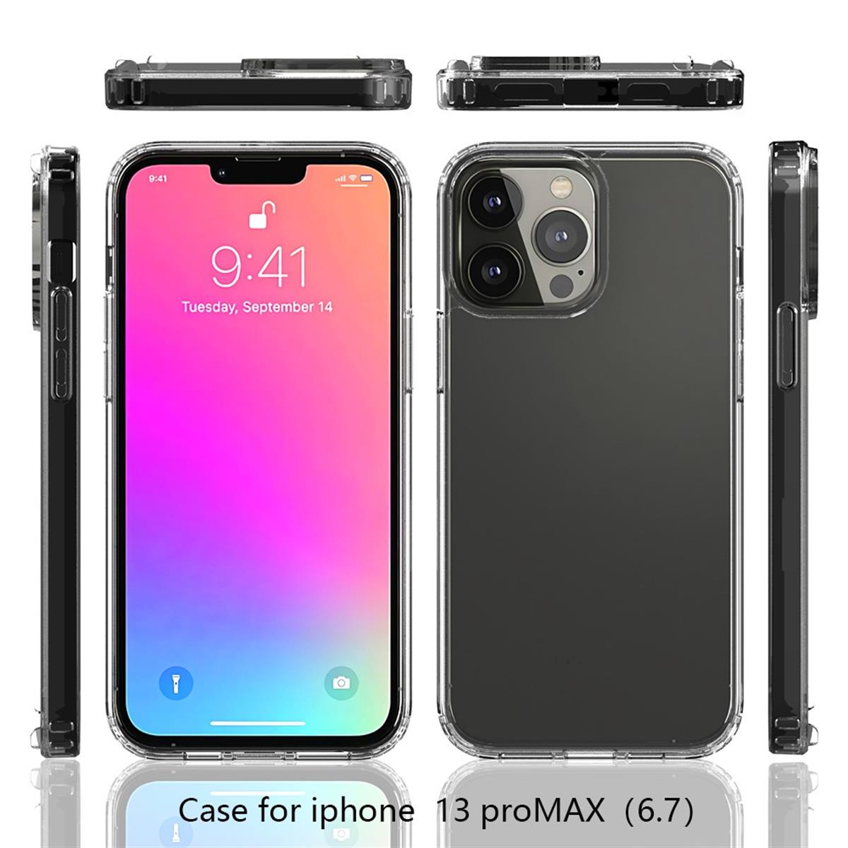 Hülle für Apple iPhone 13 Pro Max Handyhülle Hybrid Silikon Case Cover Klar
