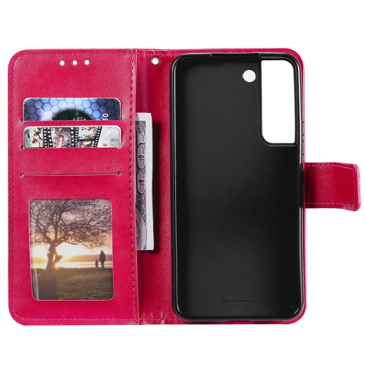 Hülle für Samsung Galaxy S22+ (Plus) Handyhülle Flip Case Cover Mandala Pink