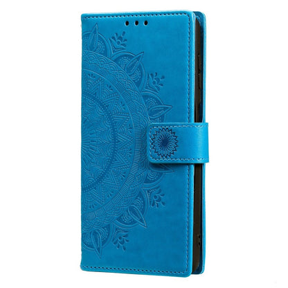 Hülle für Samsung Galaxy S22 Ultra Handyhülle Flip Case Cover Etui Mandala Blau