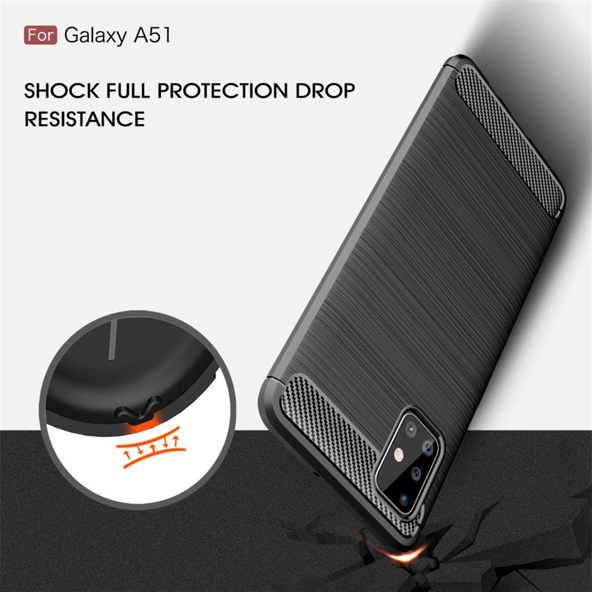 Hülle für Samsung Galaxy A51 Handyhülle Silikon Case Schutzhülle Carbon Farben