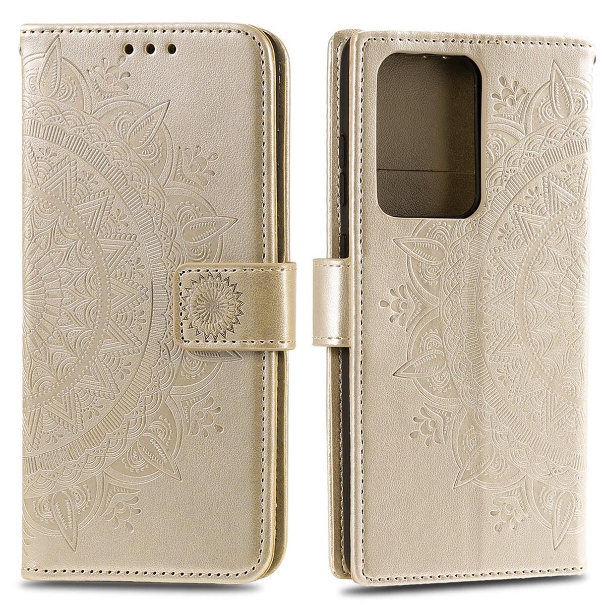 Hülle für Samsung Galaxy S20 Ultra Handyhülle Flip Case Schutzhülle Mandala Gold