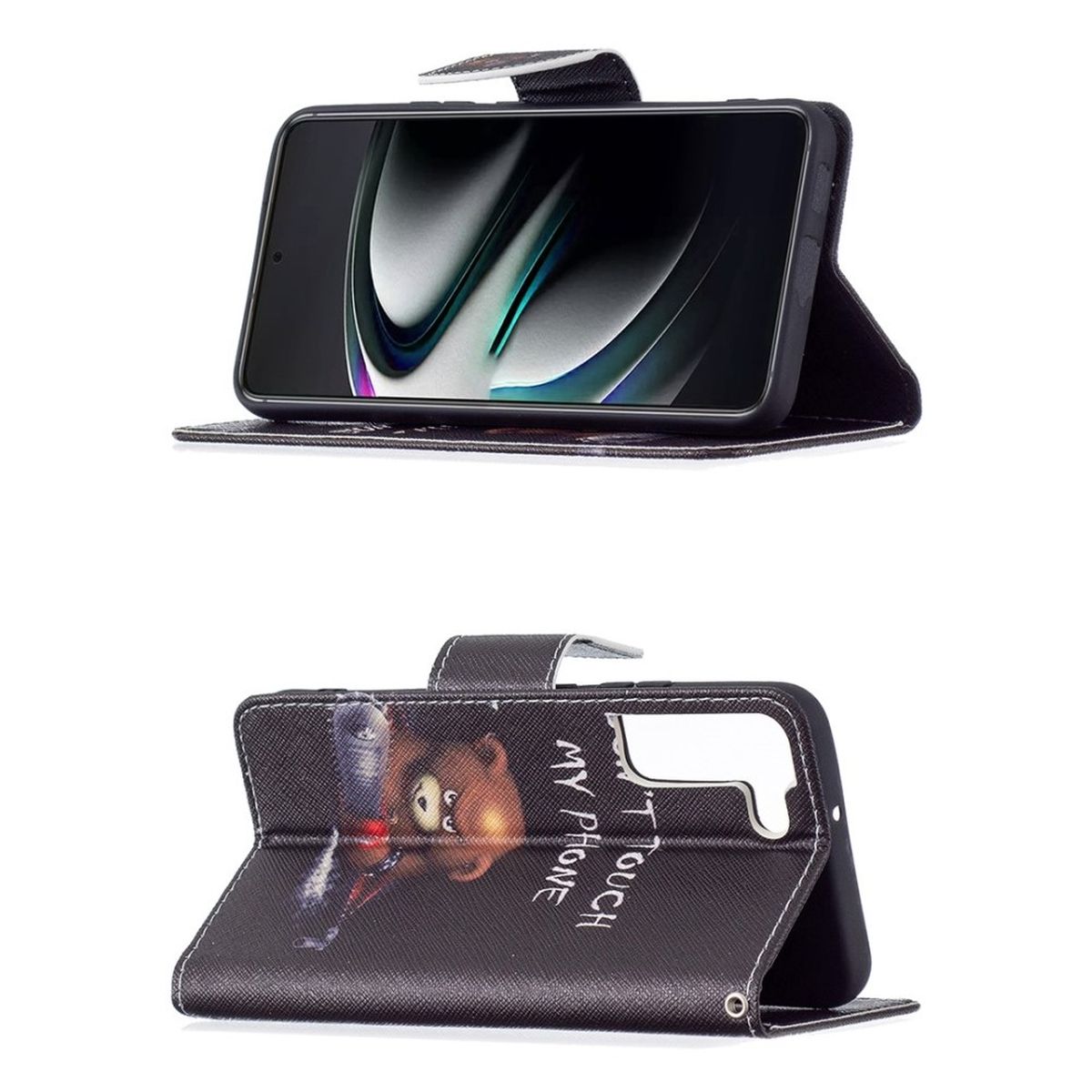 Hülle für Samsung Galaxy S22+ (Plus) Handyhülle Flip Case Cover Tasche Motiv Bär