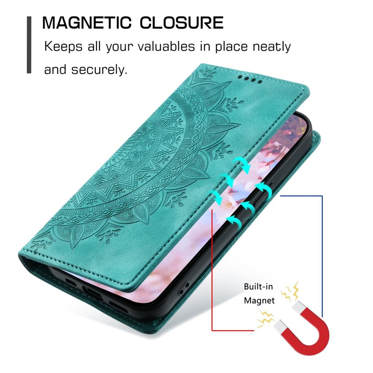 Hülle für Samsung Galaxy S23 FE Handyhülle Flip Case Cover Tasche Mandala Grün