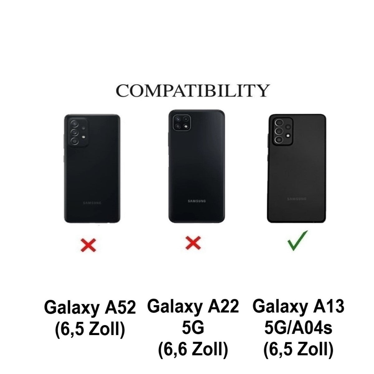 Hülle für Samsung Galaxy A13 4G/5G/A04s Handy Silikon Handykette Schnur Schwarz