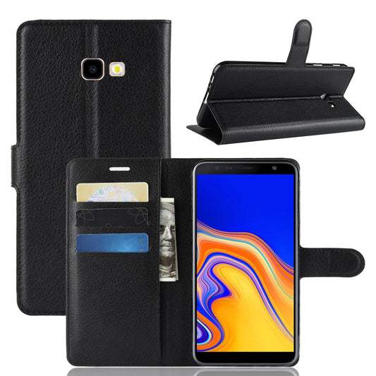 Hülle für Samsung Galaxy J4 Plus (+) Handyhülle Flip Case Cover Tasche Schwarz