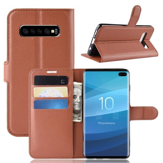Hülle für Samsung Galaxy S10+ (Plus) Handyhülle Flip Case Cover Bumper Braun