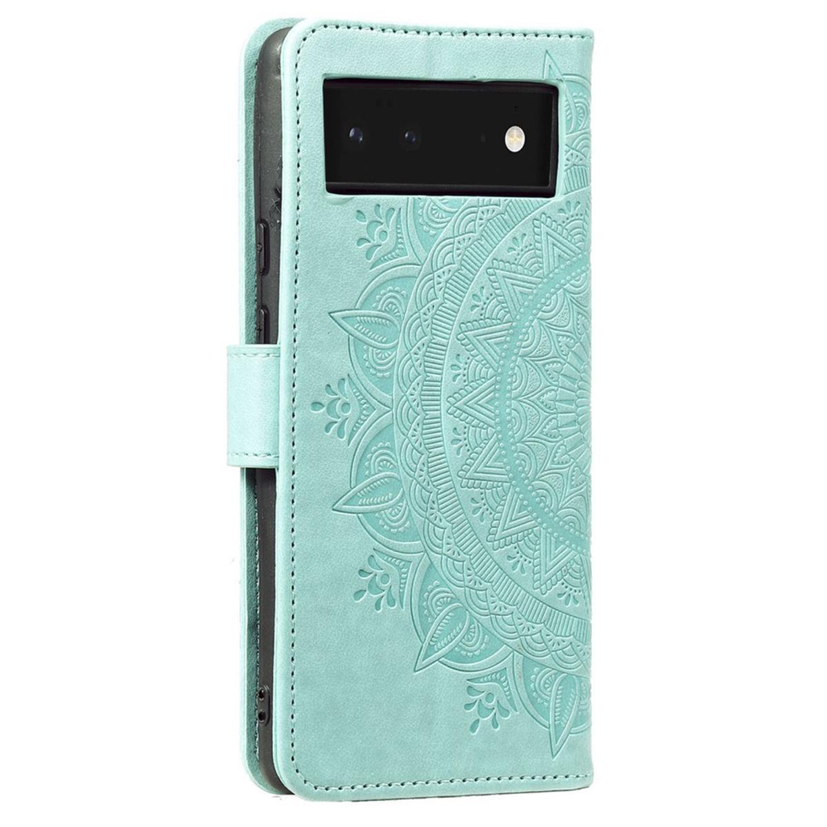 Hülle für Google Pixel 6 Handyhülle Tasche Flip Case Cover Etui Mandala Grün