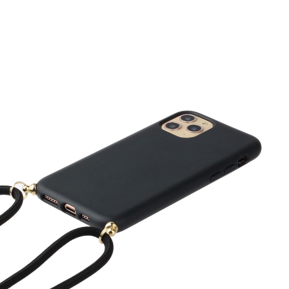 Hülle für Apple iPhone 13 Mini Handy Silikon Case Handykette Band Schnur Schwarz