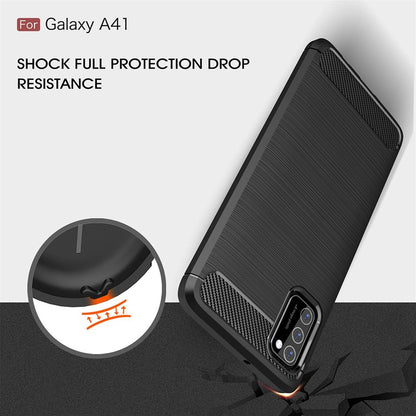 Hülle für Samsung Galaxy A41 Handyhülle Silikon Case Cover Bumper Carbonfarben