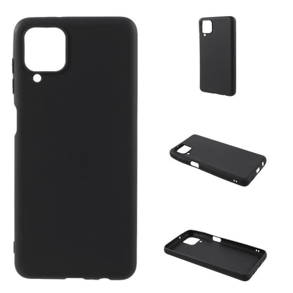 Hülle für Samsung Galaxy A12/M12 Handy Silikon Case Cover Bumper Matt Schwarz