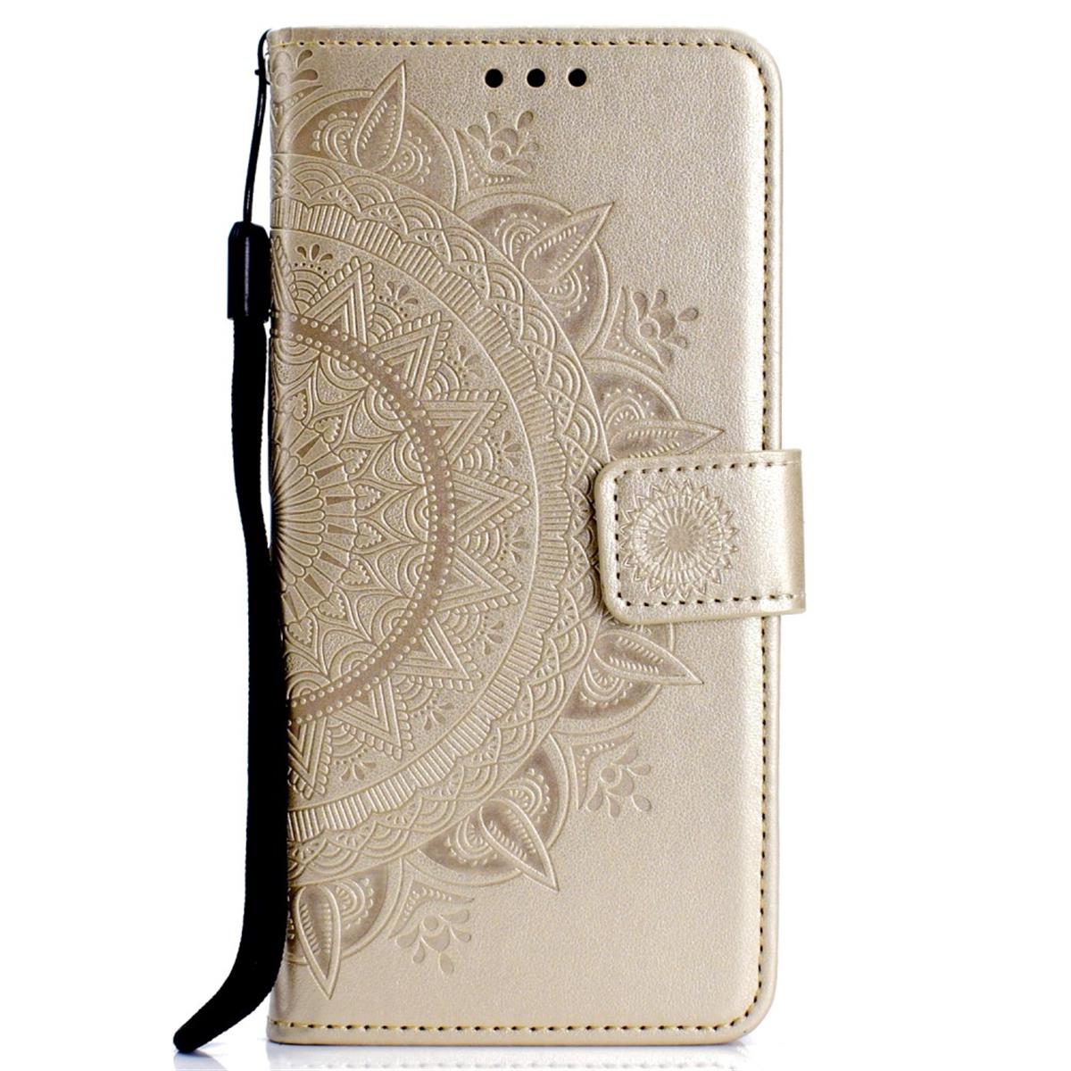 Hülle für Samsung Galaxy A10 Handyhülle Schutz Tasche Flip Case Etui Cover Mandala Gold