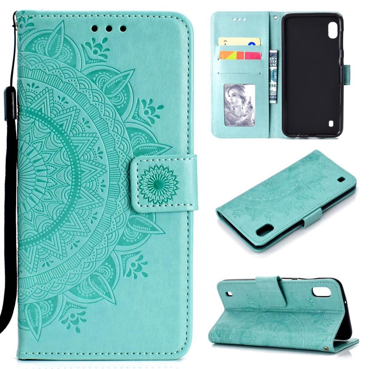 Hülle für Samsung Galaxy A10 Handyhülle Schutz Tasche Flip Case Etui Cover Mandala Grün