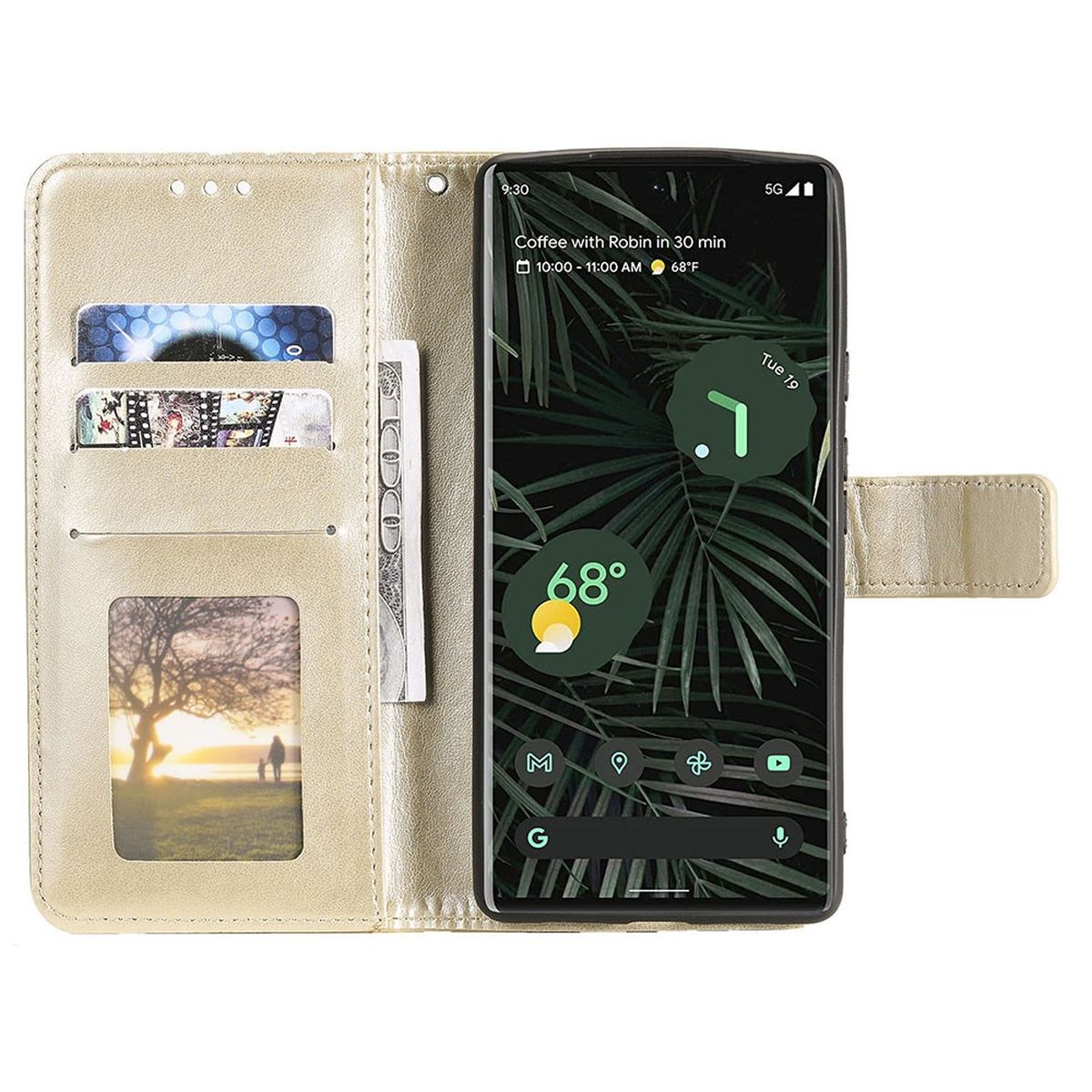Hülle für Google Pixel 7 Handyhülle Flip Case Cover Schutzhülle Mandala Gold