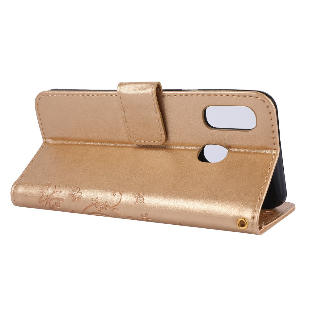 Hülle für Samsung Galaxy A20e Handyhülle Flip Case Schutz Tasche Schmetterling Gold