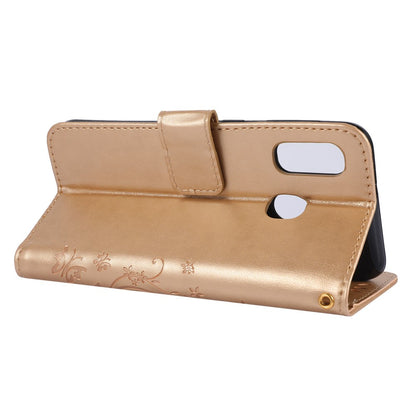 Hülle für Samsung Galaxy A20e Handyhülle Flip Case Schutz Tasche Schmetterling Gold