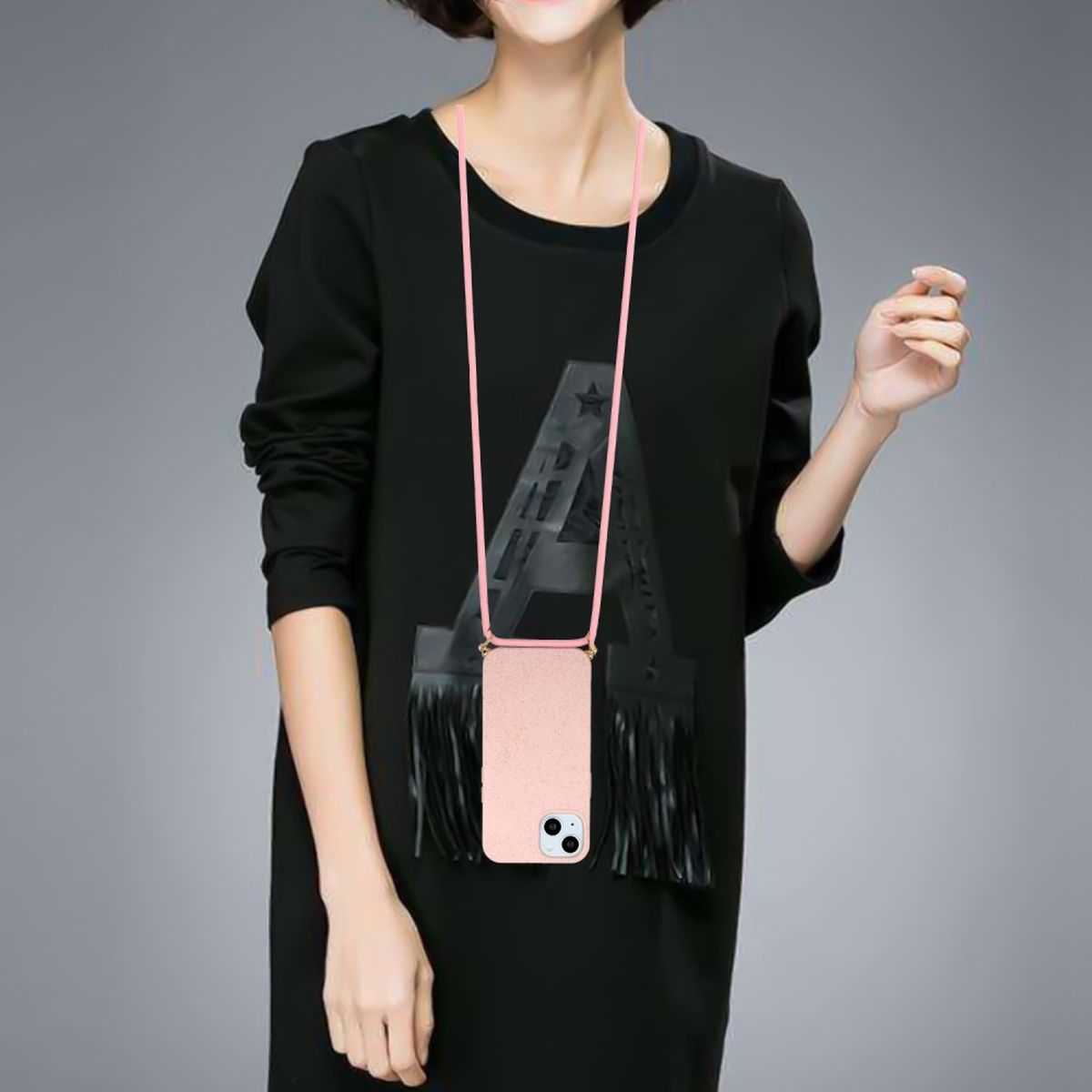 Hülle für Apple iPhone 14 Plus Handyhülle Silikon Case Handykette Cover Rosa