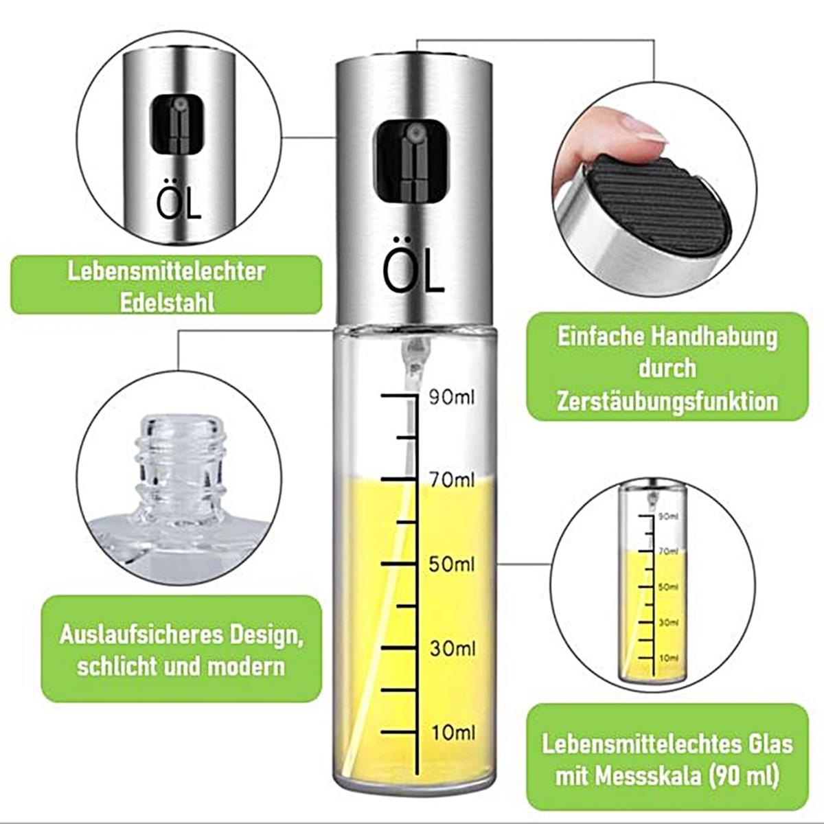 Ölsprüher für Speiseöl Öl Sprühflasche Ölzerstäuber Oil Sprayer Ölspender Spray