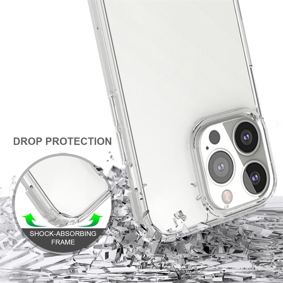 Hülle für Apple iPhone 13 Pro Handyhülle Hybrid Silikon Case Bumper Cover Klar
