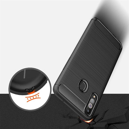 Hülle für Samsung Galaxy A20s Handyhülle Silikon Case Cover Etui Carbonfarben