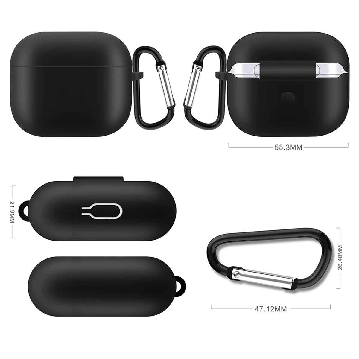 Hülle für Apple AirPods 3 Silikon Case Cover Etui Bumper Schutzhülle Schwarz