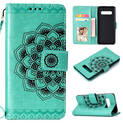 Hülle für Samsung Galaxy S10 Schutzhülle Flip Case Handyhülle Mandala Mint (schwarz)