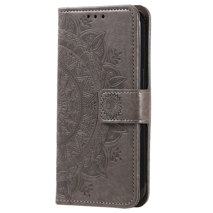 Hülle für Samsung Galaxy S23+ Handyhülle Flip Case Cover Etui Mandala Grau