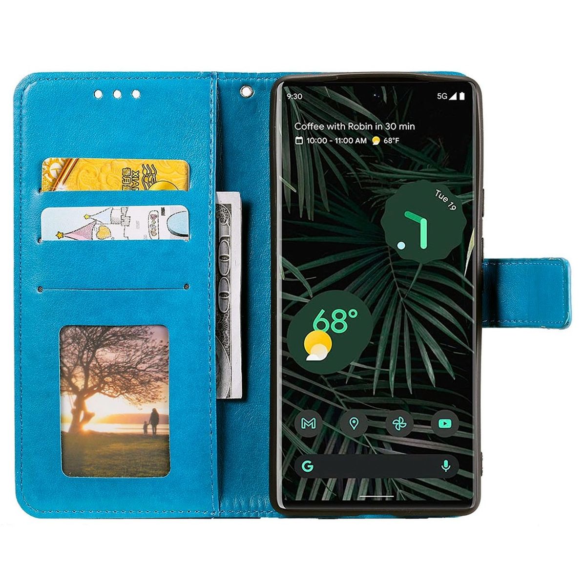 Hülle für Google Pixel 7 Handyhülle Flip Case Cover Schutzhülle Mandala Blau