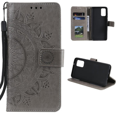 Hülle für Samsung Galaxy A02s Handy Tasche Flip Case Cover Etui Mandala Grau