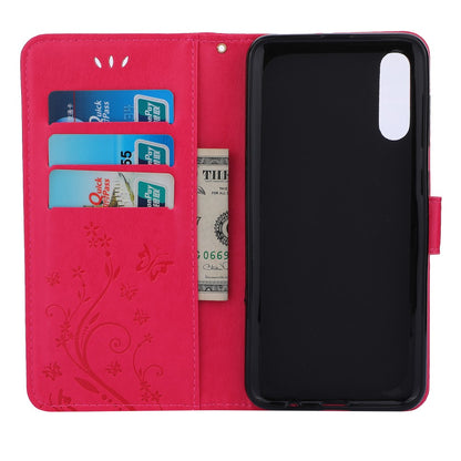 Hülle für Samsung Galaxy A50/A30s Handyhülle Flip Case Handytasche Schmetterling Pink