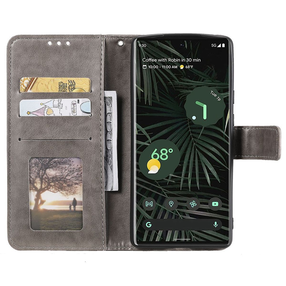 Hülle für Google Pixel 7 Handyhülle Flip Case Cover Schutzhülle Mandala Grau