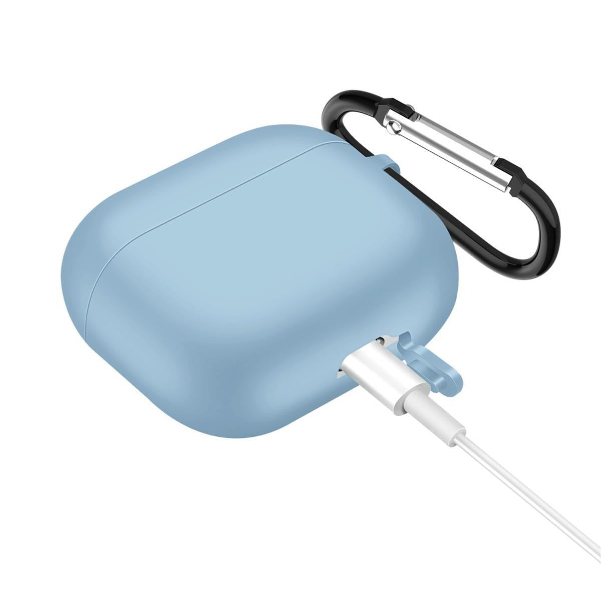 Hülle für Apple AirPods 3 Silikon Case Cover Etui Bumper Schutzhülle Hellblau