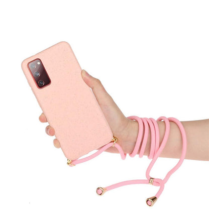 Hülle für Samsung Galaxy S20 FE Handyhülle Silikon Case Handykette Kordel Rosa