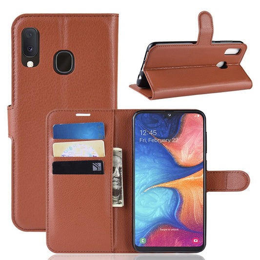 Hülle für Samsung Galaxy A20e Handyhülle Schutz Tasche Flip Case Schutzhülle Cover Braun