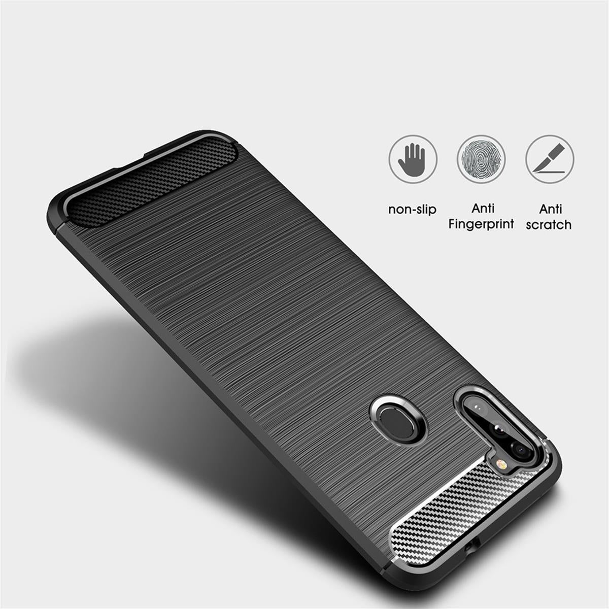 Hülle für Samsung Galaxy M11/A11 Handyhülle Silikon Case Cover Carbonfarben