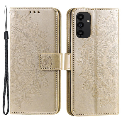Hülle für Samsung Galaxy A13 5G/A04s Handyhülle Flip Case Tasche Mandala Gold