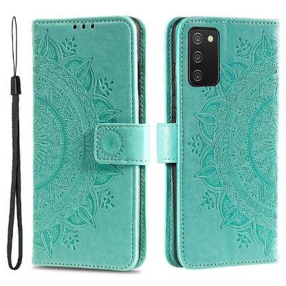 Hülle für Samsung Galaxy A03s Handy Tasche Flip Case Cover Etui Mandala Grün
