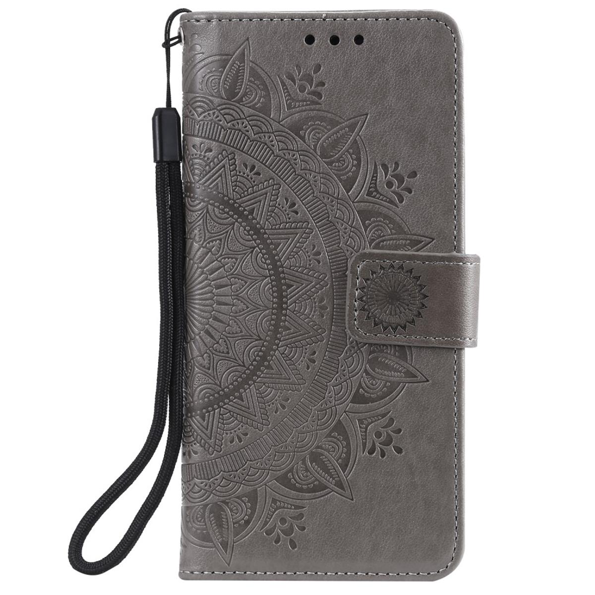 Hülle für Samsung Galaxy Note10 Handyhülle Schutz Tasche Flip Case Cover Mandala Grau