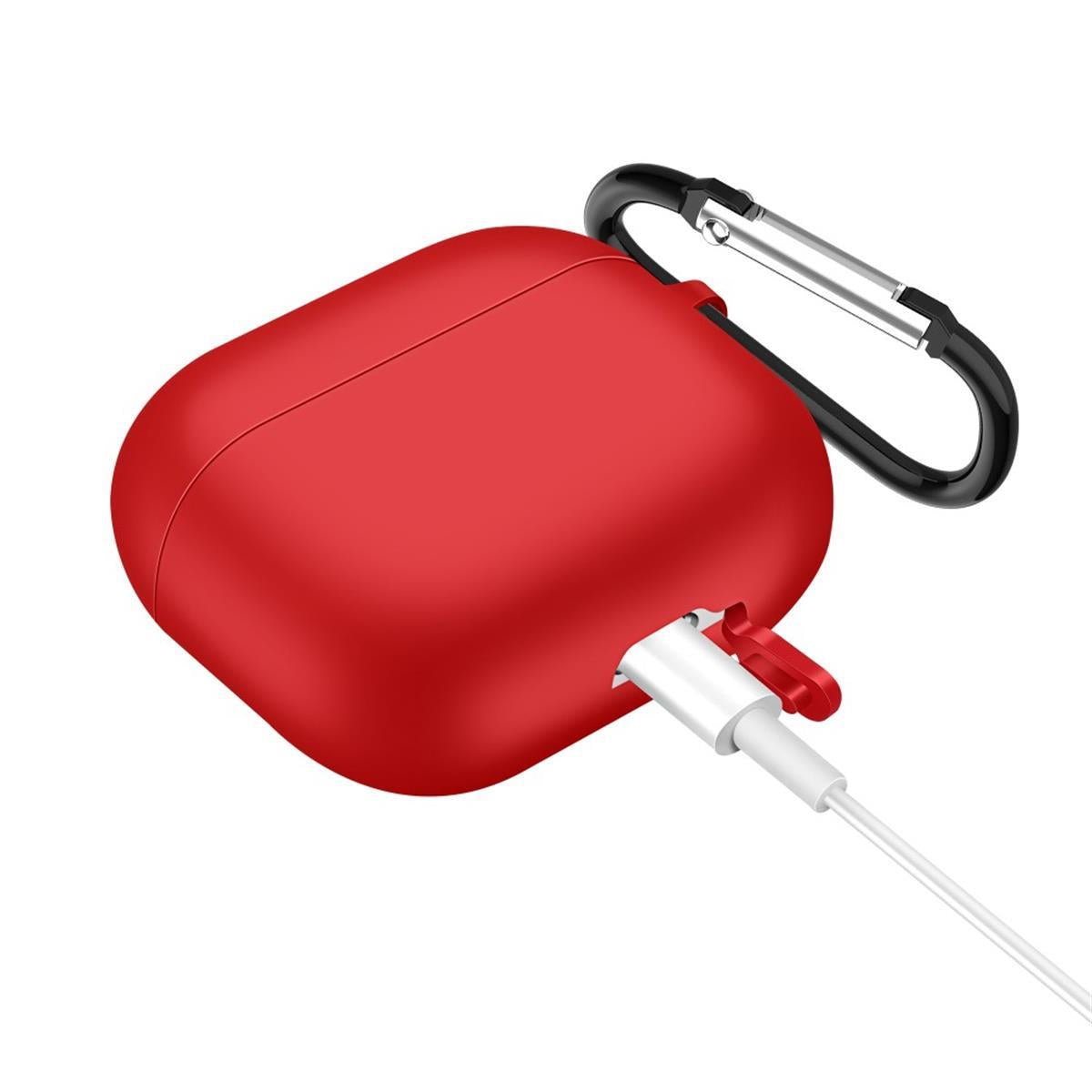 Hülle für Apple AirPods 3 Silikon Case Cover Etui Bumper Schutzhülle Tasche Rot