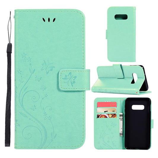Hülle für Samsung Galaxy S10e Handyhülle Flip Case Schmetterling Grün