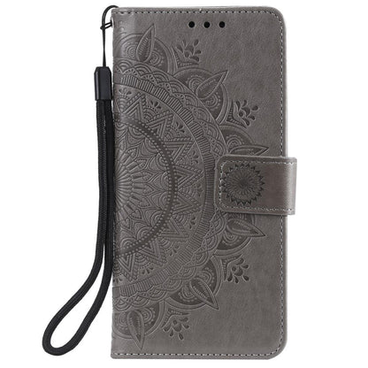 Hülle für Samsung Galaxy A32 5G Handy Tasche Flip Case Cover Mandala Grau