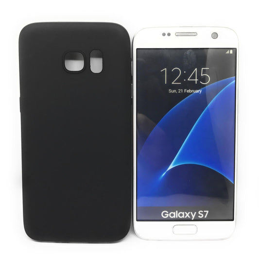 Hülle für Samsung Galaxy S7 Handyhülle Silikon Case Handy Cover Matt Schwarz