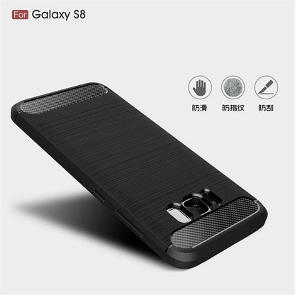 Hülle für Samsung Galaxy S8 Handyhülle Silikon Case Cover Bumper Carbon Farben Schwarz