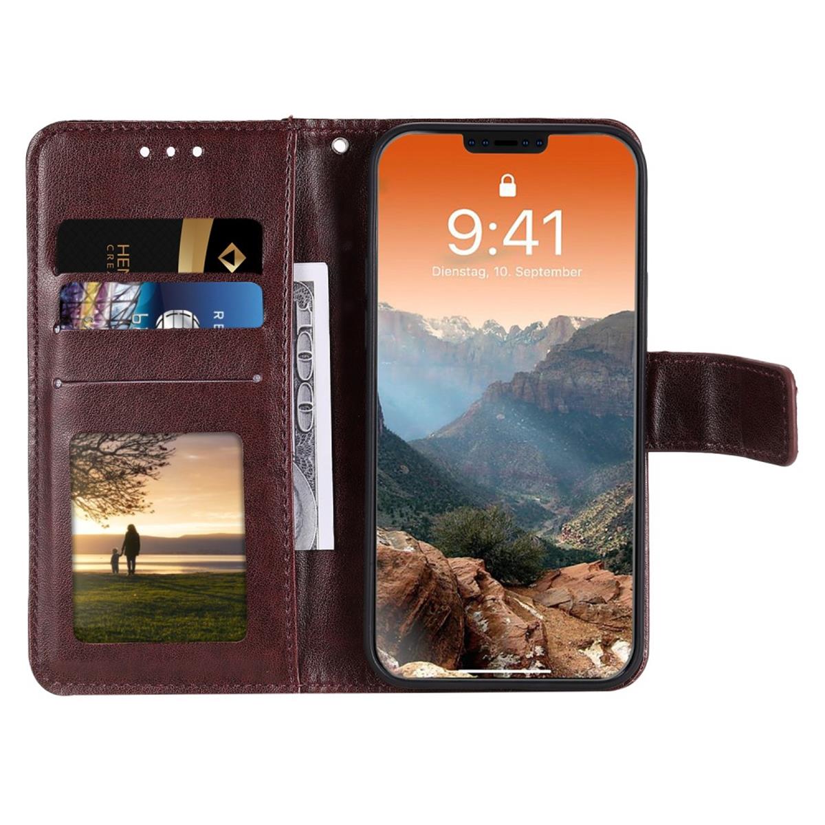Hülle für Apple iPhone 12 / iPhone 12 Pro Handyhülle Flip Case Mandala Braun
