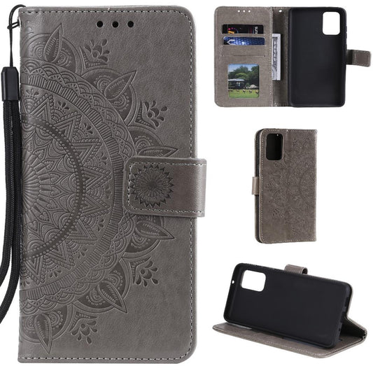 Hülle für Samsung Galaxy A41 Handyhülle Flip Case Cover Tasche Mandala Grau