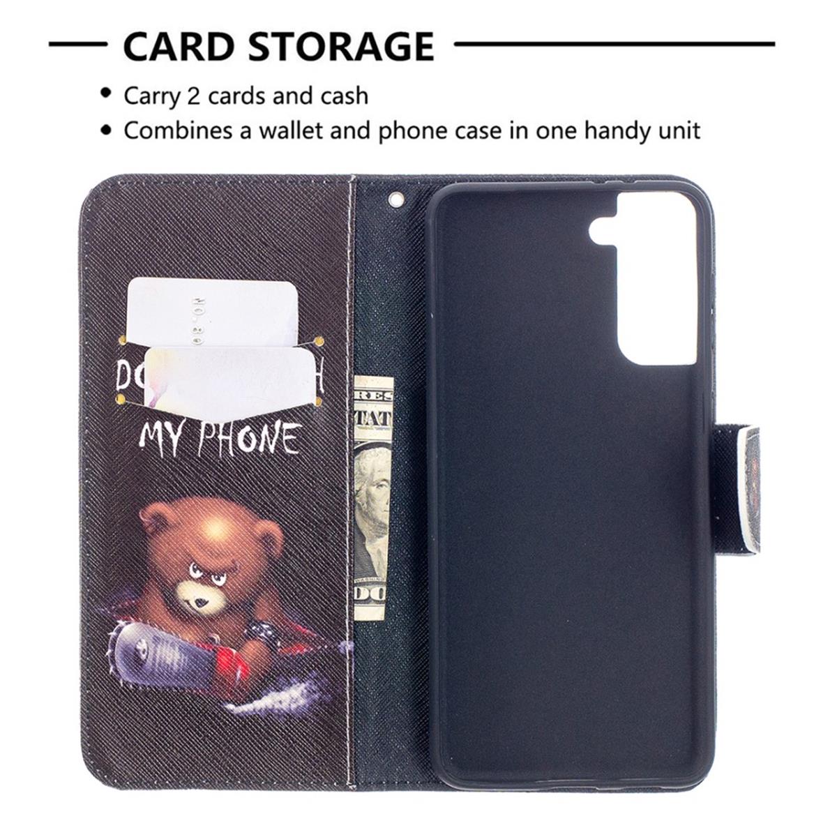 Hülle für Samsung Galaxy S21 Plus Handyhülle Flip Case Cover Bumper Etui Tasche Motiv Bär